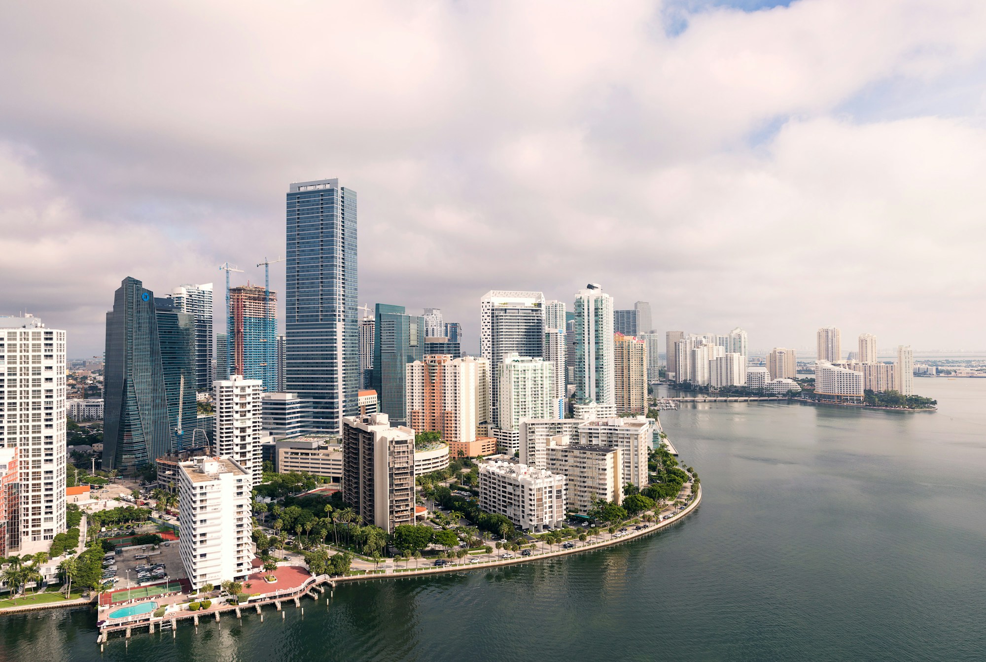 Brickell towers beside Biscayne Bay in Miami